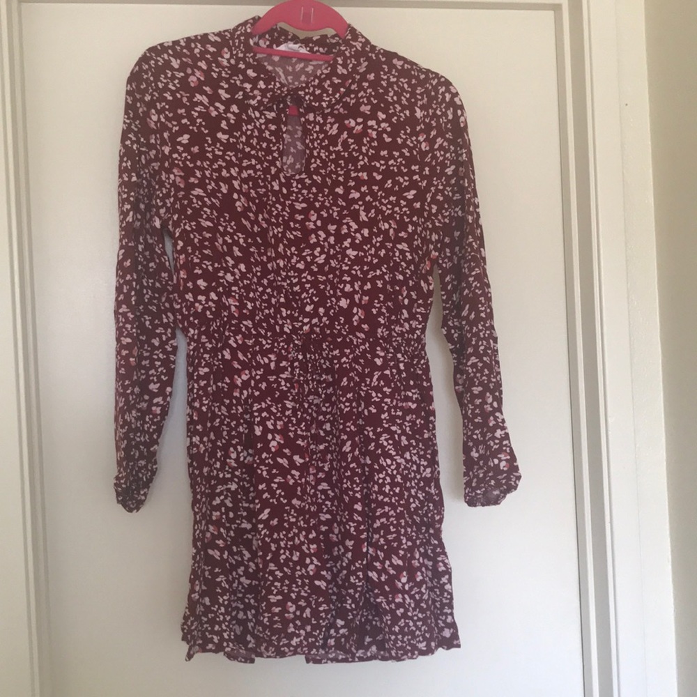Red floral long sleeved dress